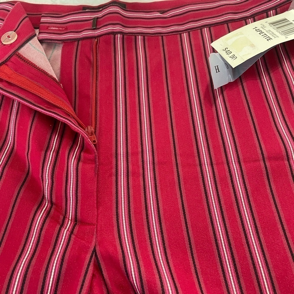 Style & Co Red Capri pants striped with black and white.women’s size 14P - Picture 4 of 5